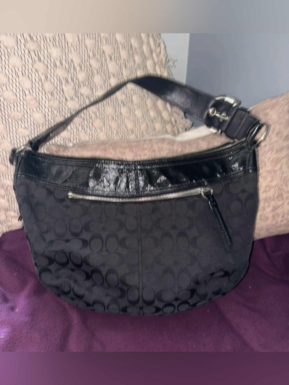 Coach Black Signature Jacquard Shoulder Bag